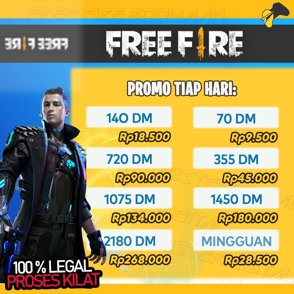 Jual TOP UP DIAMOND FREE FIRE VIA ID ( 1075 DIAMOND ) | Shopee Indonesia