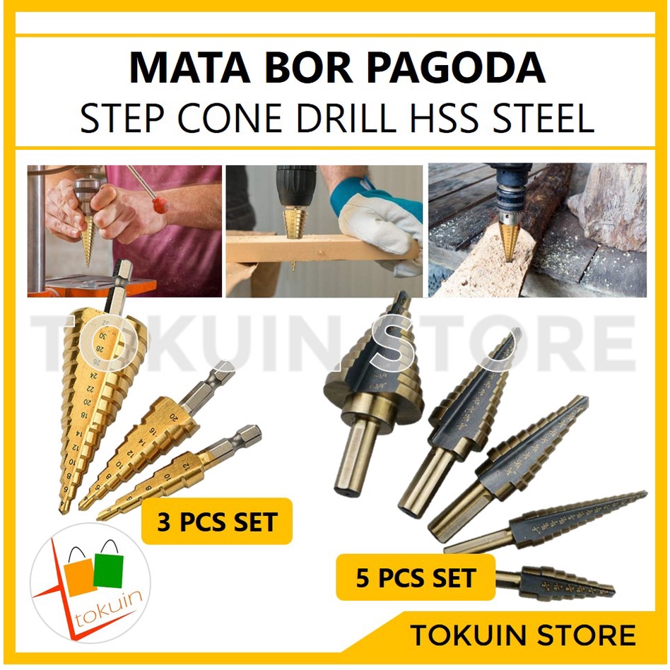 Jual Mata Bor Pagoda Cone Step Drill Bit HSS Besi Kayu Plastik Tingkat ...