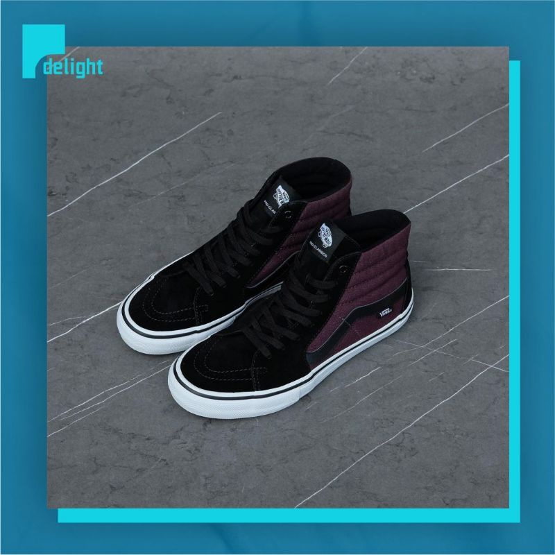 Jual Sepatu Vans Sk8 Hi Pro Maroon Black Original Sample Pair Shopee Indonesia