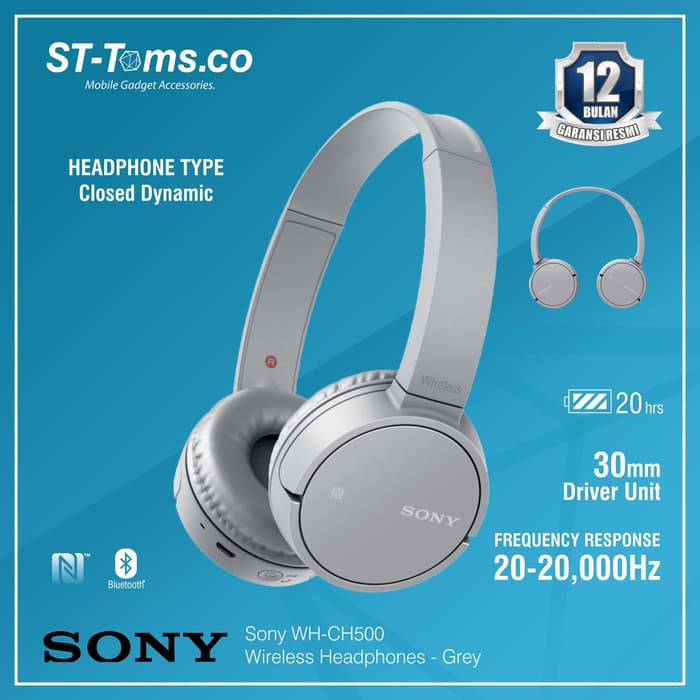 Jual Sony WH-CH500 / WH CH500 / CH 500 Wireless Headphones - Grey ...
