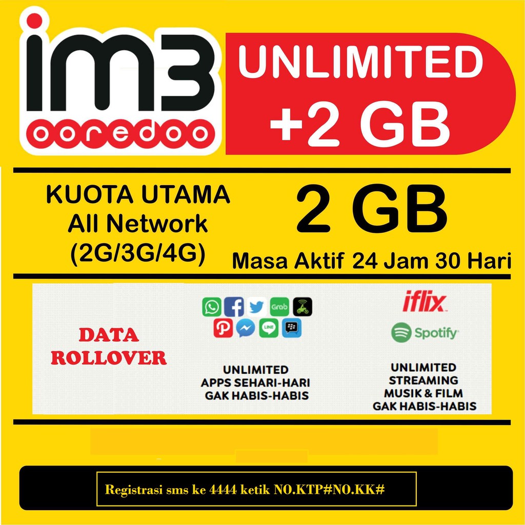 Jual Kartu Perdana Paket Data Indosat IM3 FREEDOM UNLIMITED 2 GB ...