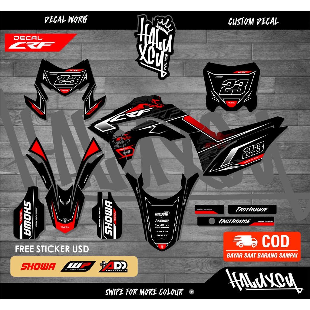 Jual DECAL CRF 150 L FULL BODY BEBAS CUSTOM DESAIN SIMPEL KEREN DECAL