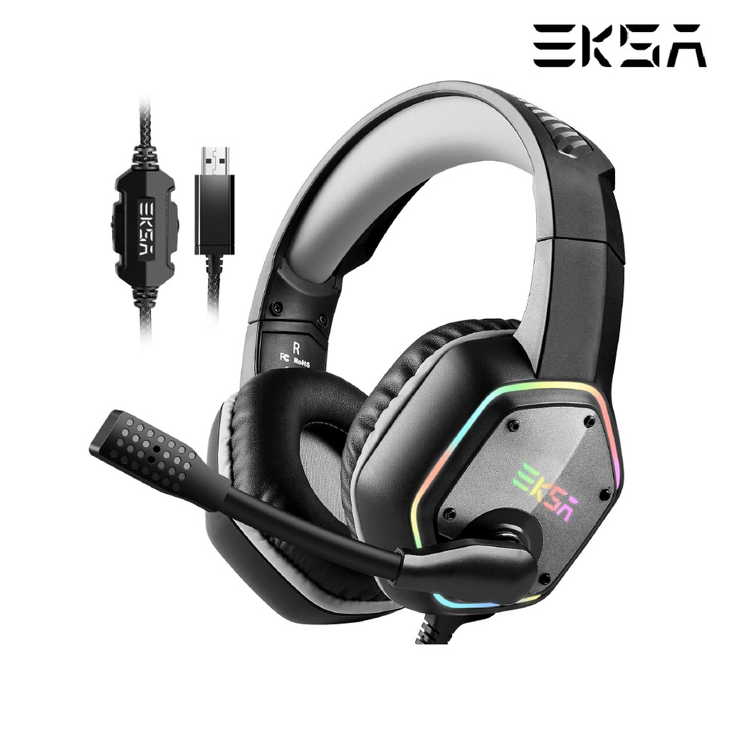 Jual EKSA E1000 RGB Gaming Headset Headphone 7.1 Surround Sound Abu Abu ...