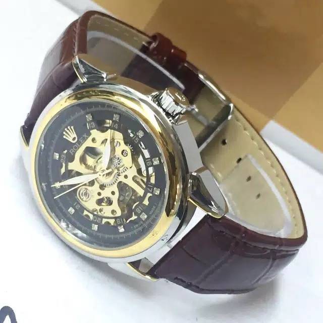 Jual Jam Tangan Pria Automatic Classic Skeleton Kulit 37mm | Shopee ...