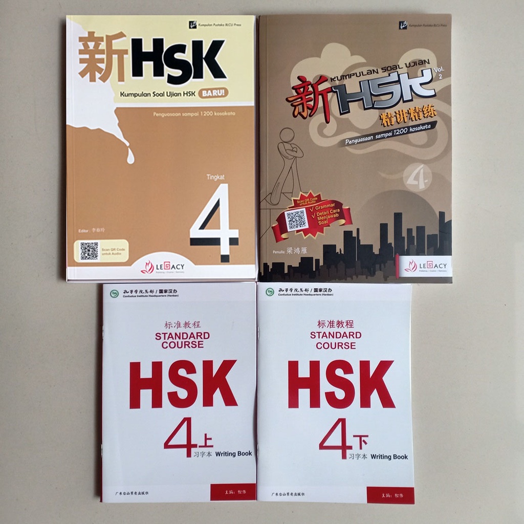 Jual Paket Buku HSK 4 Kumpulan Soal Ujian & Writing Book (4 Jilid + QR ...