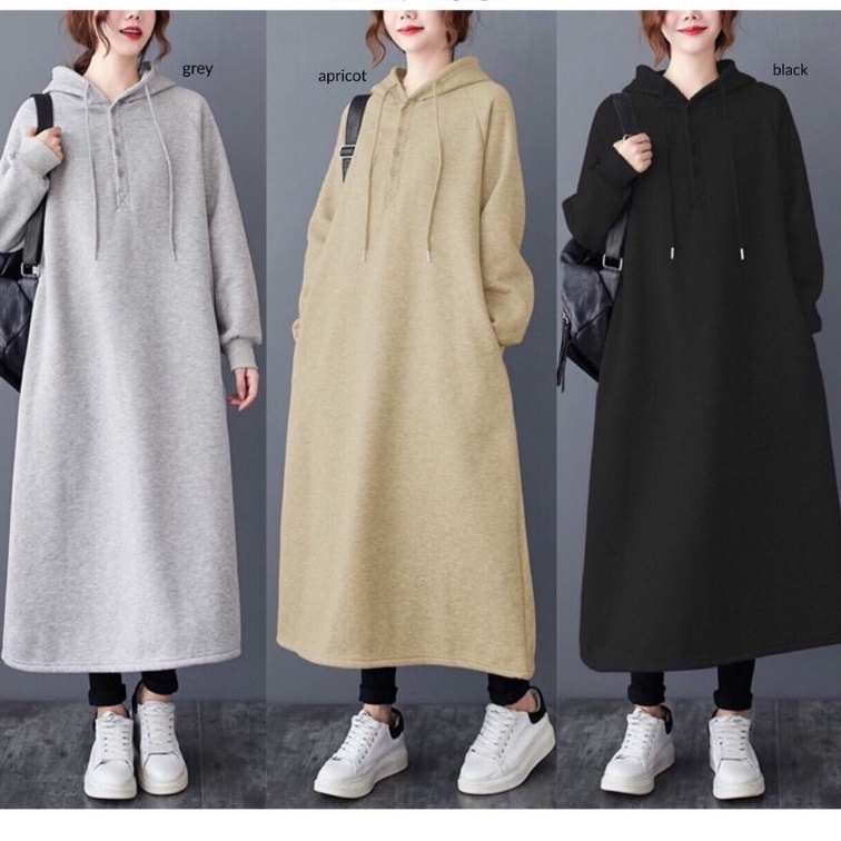 hoodie dress jumbo bigsize import korean style dress hoodie loose bigsize vintage retro style import dress oversize korea bangkok premium maxi