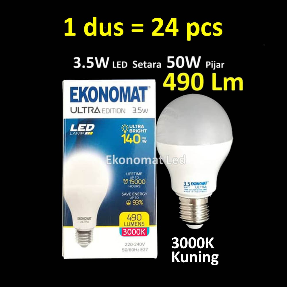 Jual Dus Pcs Lampu Led Ekonomat Ultra Lm W Kuning K Bohlam Watt Shopee