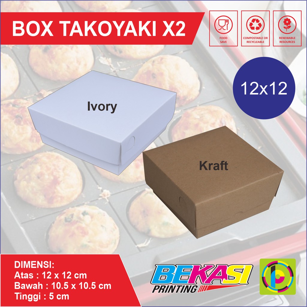 Jual Pl X Kotak Kemasan Takoyaki Dimsum Paper Lunch Box Dus