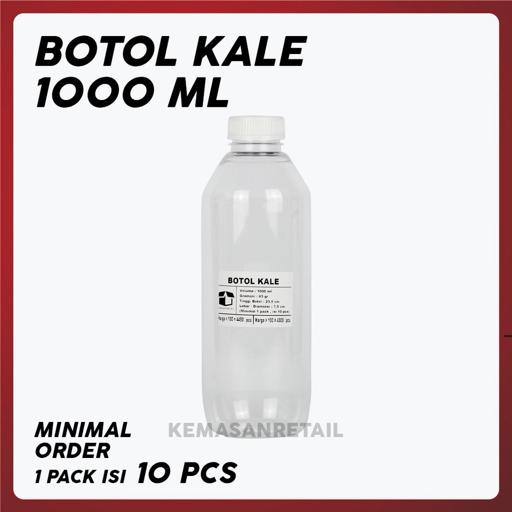 Jual Botol Kale 1000ml 63 gr + Tutup Putih | Shopee Indonesia
