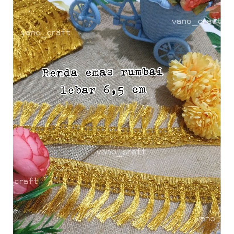 Jual Renda emas rumbai lebar 6,5 cm (meter) | Shopee Indonesia