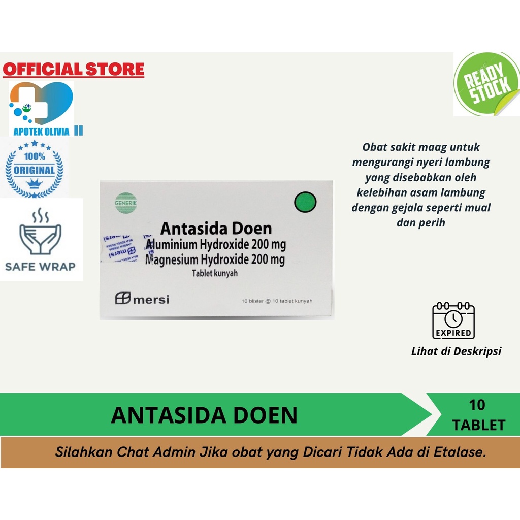 Jual Antasida Doen Tablet Isi 10 Tablet Obat Ulu Hati Sendawa