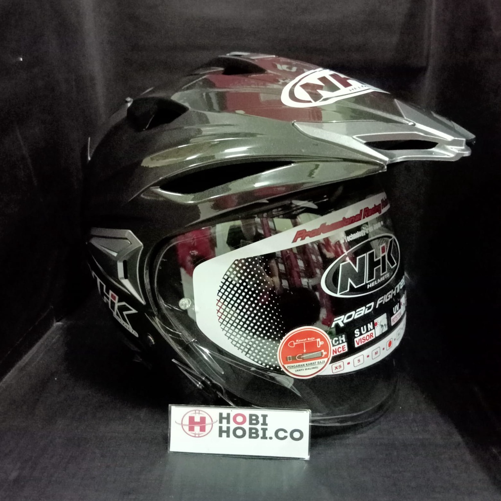 Jual HELM NHK PREDATOR CRYPTON SOLID POLOS GUNMETAL DOUBLE VISOR HALF ...