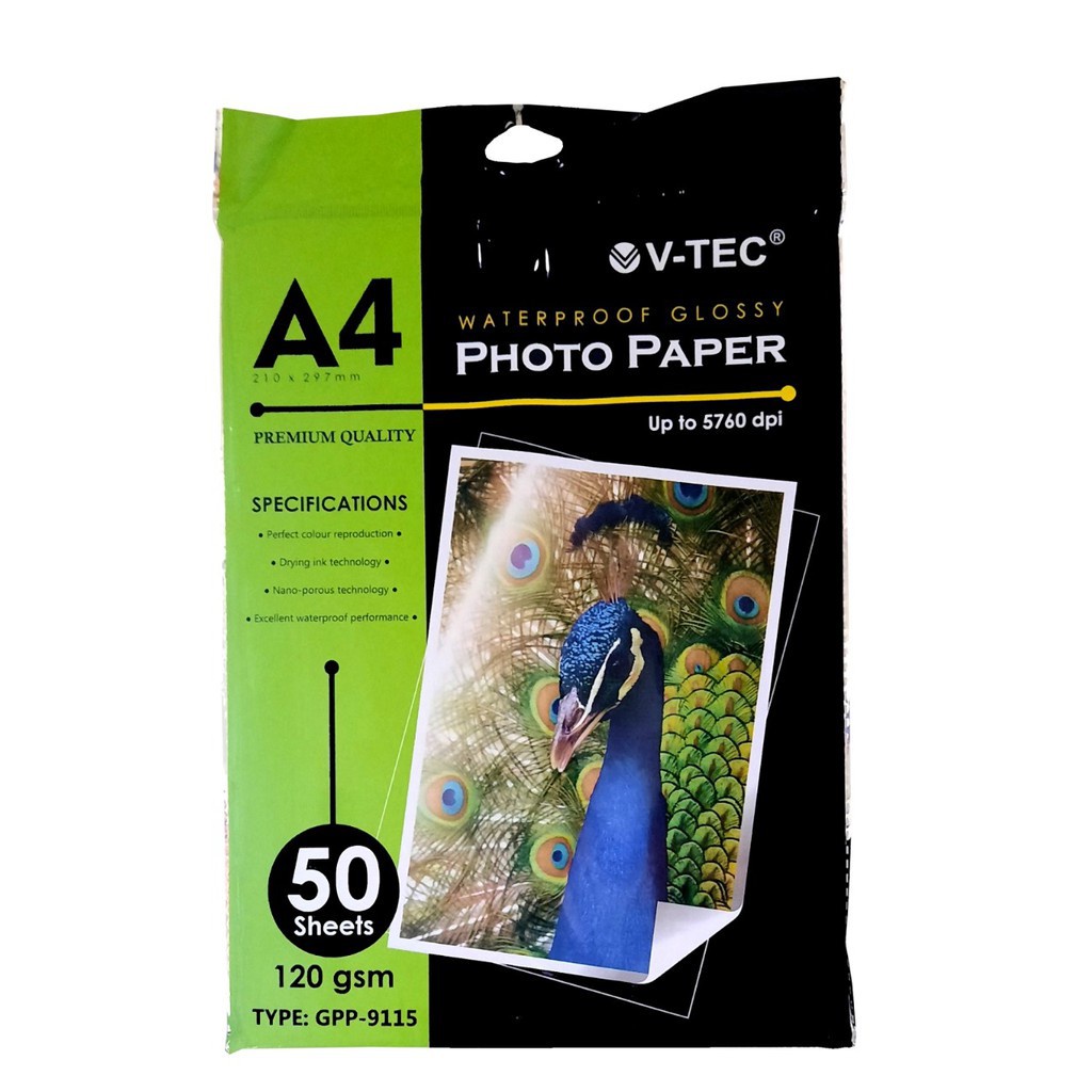 Jual Vtec Glossy Photo Paper A4 120 Gsm Isi 50 V Tec Gpp 9115 Shopee