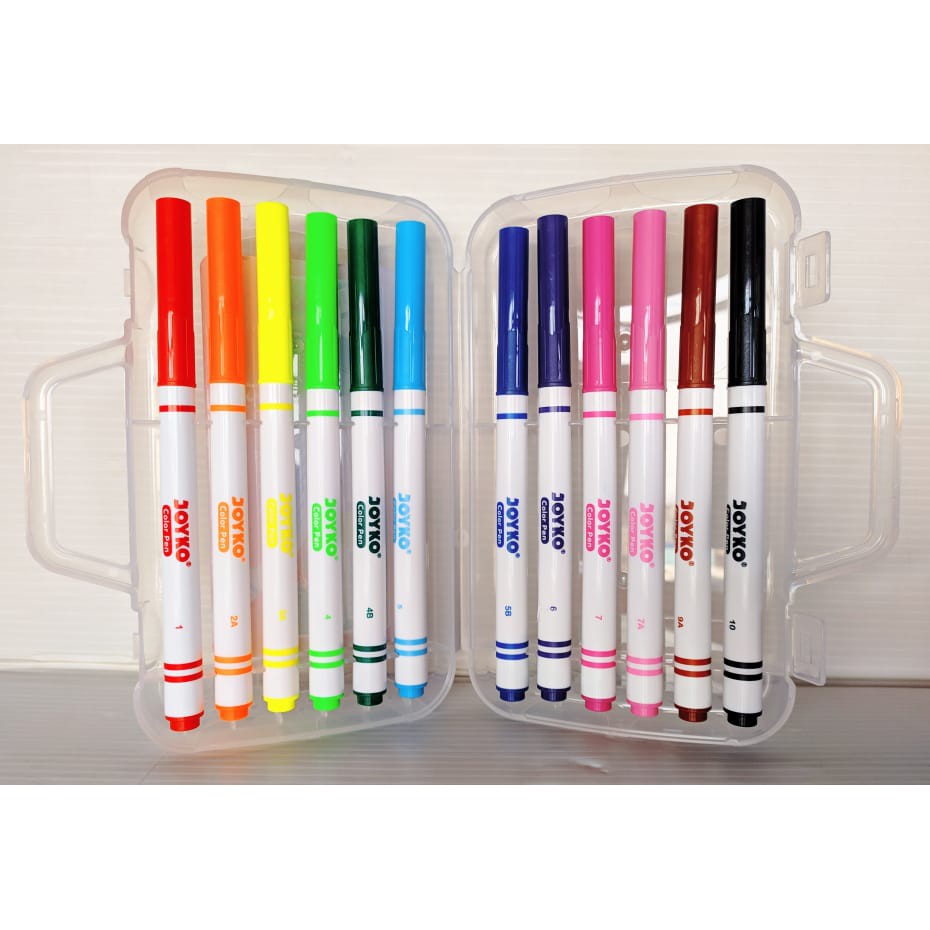 Jual Spidol Joyko CLP 04 Color Pen 12 Warna Washable Mudah di