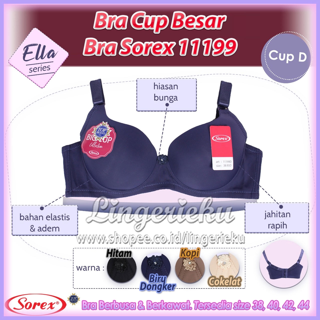 Jual Sorex 11199 BH Bra Wanita Cup Besar Setara Cup D Berbusa Tipis  Berkawat