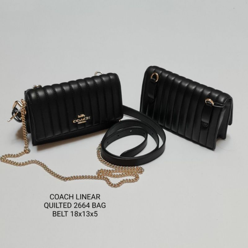 Coach 2664 Flap Belt Bag sold With Linear Quilting In Black