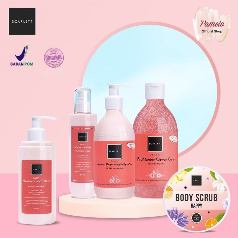 Jual SCARLETT Whitening Happy Series Body Scrub Shower Scrub Body