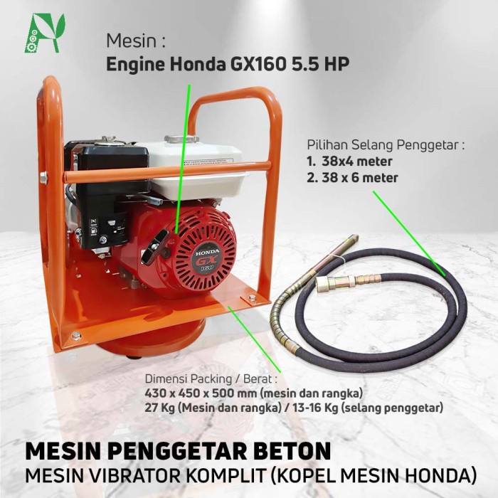 Jual MESIN VIBRATOR COR BETON KOMPLIT Mesin HONDA 1 Set Siap Pakai