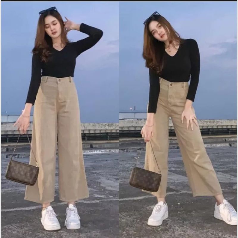 Jual Celana kulot jeans wanita mozza || Celana wanita kekinian