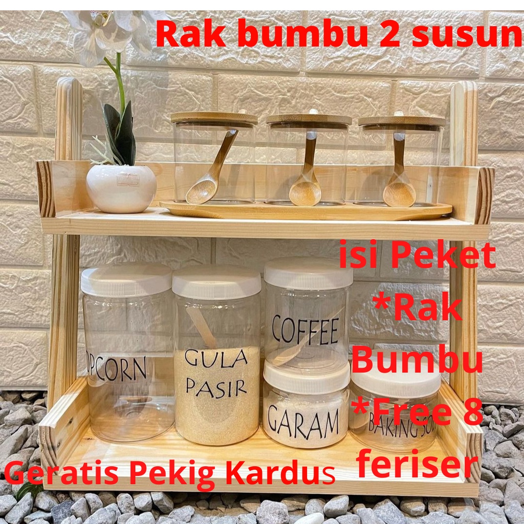 Jual Rak Bumbu Bawang Dapur Susun Kekinian Rak Kayu Serbaguna Premium