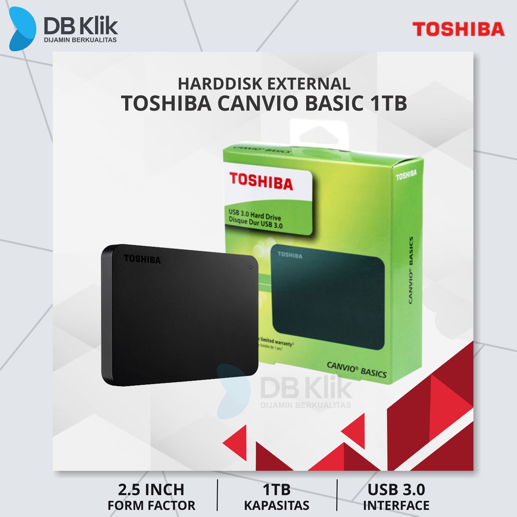 Jual Hard Disk HDD External Toshiba Canvio Basic 1TB | | Shopee Indonesia