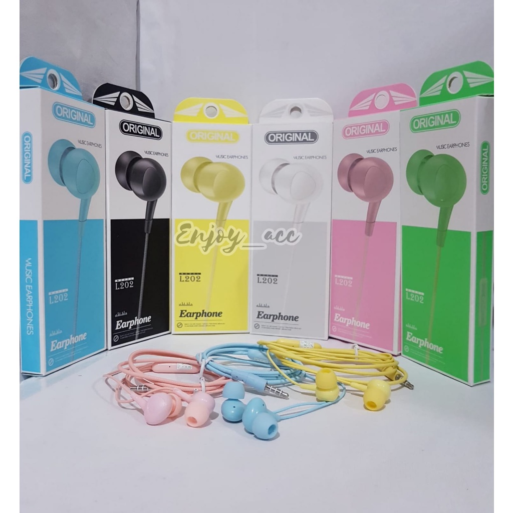 Jual HEADSET HANDSFREE STEREO BASS EARPHONE CANDY L202 Shopee Indonesia