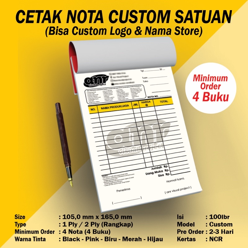 Jual Cetak Nota Custom Olshop Skincare Nota Toko Nota Bon Invoice Satuan Murah Shopee 0239
