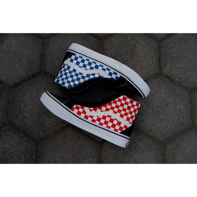 Vans Japan Market V38R Sk8-Hi Retro Red / Blue Check Rare Original