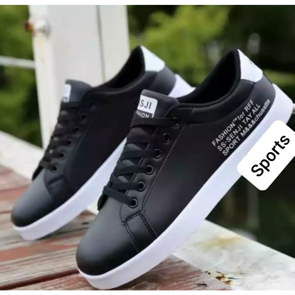 Jual Sepatu Anak & Dewasa Sneaker Tali Ac Senji Huruf Hitam Putih ...