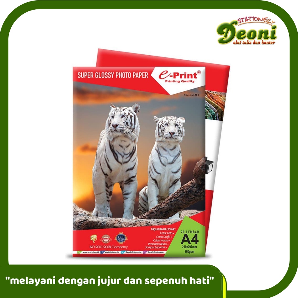 Jual EPRINT A4 Super Glossy Photo Paper Alumunium Pack Kertas Foto