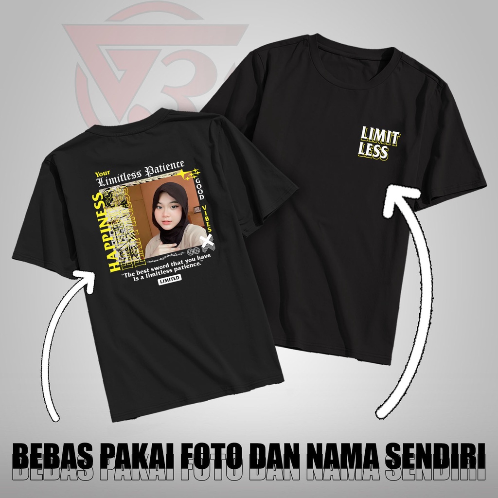 Jual Baju Kaos Custom Sablon Foto Hapiness Bucin Streetwear Aesthetic