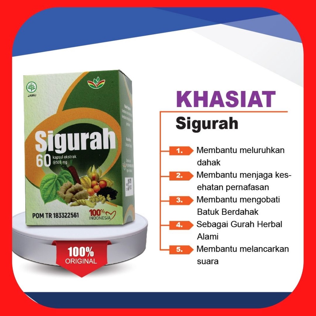 Jual Sigurah Kapsul Gurah Isi 60 Original Berkhasiat Meredakan Ganguan Pernafasan Secara Alami 0145