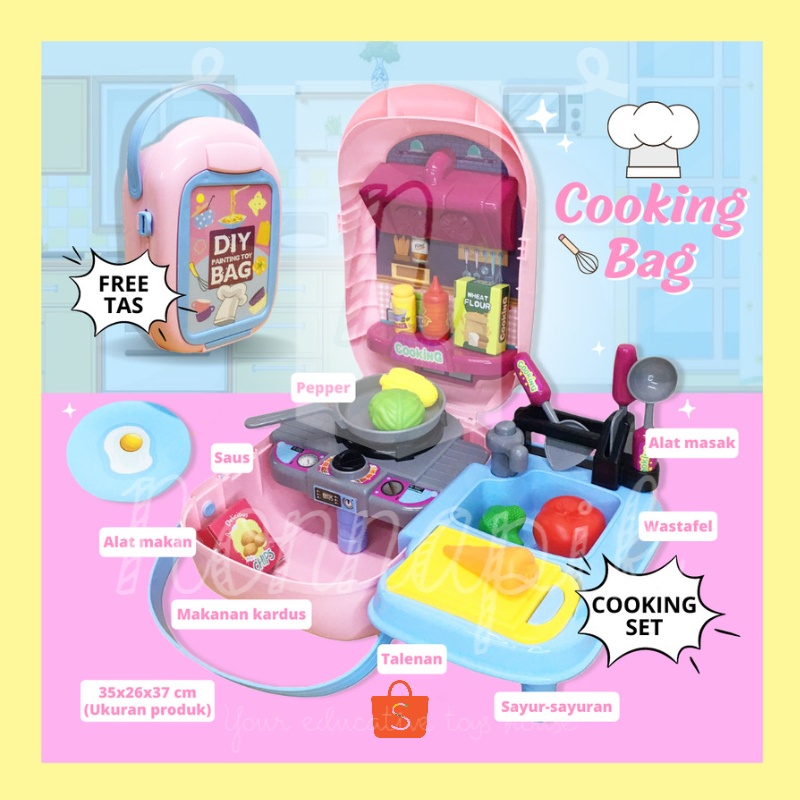 Jual Mainan Anak DIY Painting Toy Bag Cooking Suitcase Set Peralatan Masak Shopee Indonesia