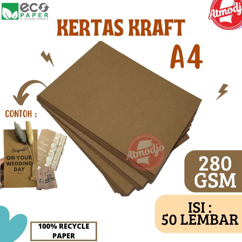 Jual Kertas/Karton Samson Kraft Liner 280gr A4 Isi 50 Lembar | Shopee ...