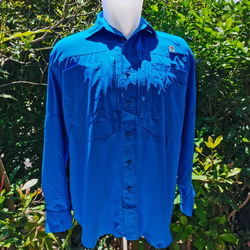 Jual Reel Legends Mens Saltwater II Long Sleeve UPF Fishing Shirt, Ocean  Blue.