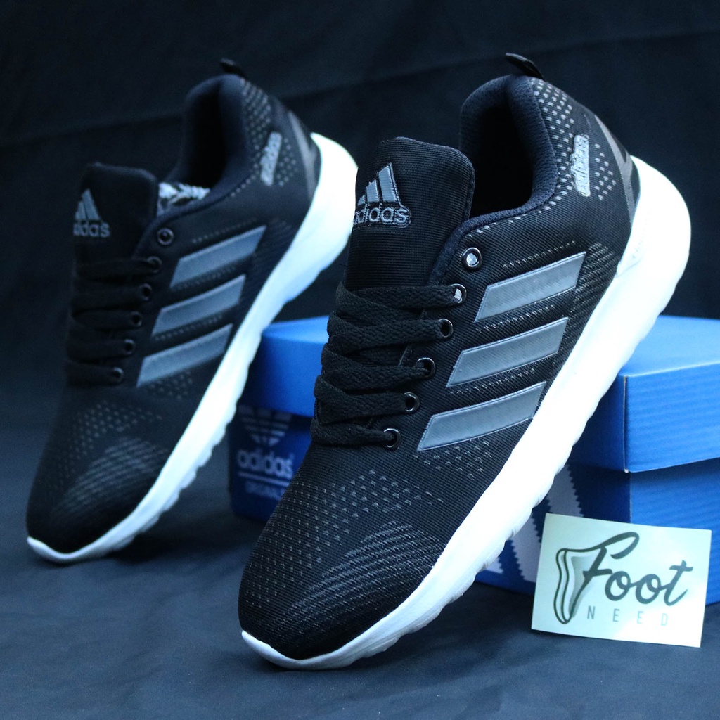 Jual Sepatu Adidas Cloudfoam Olahraga Black Grey 39-43 Shopee
