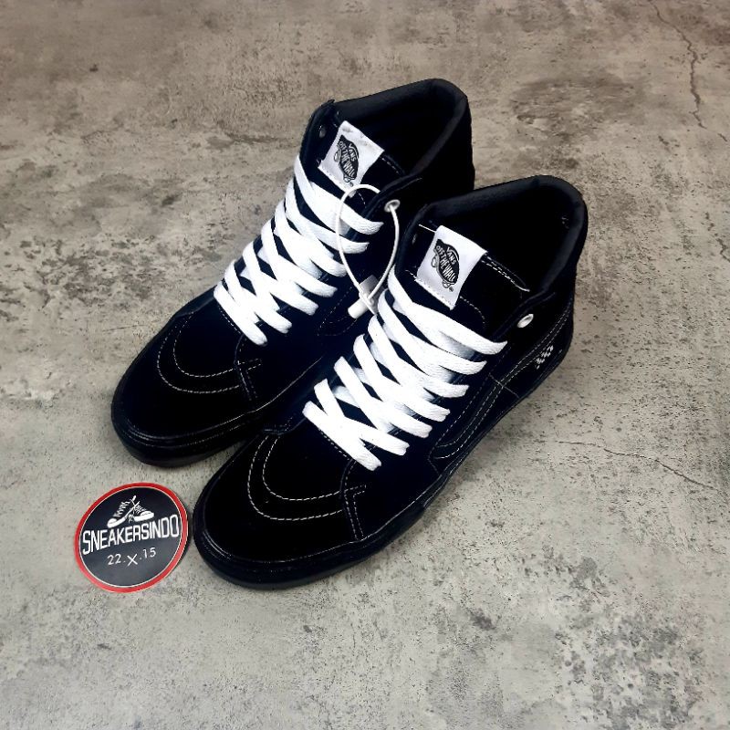 Jual Sepatu Vans Sk8 Hi Pro Skate All Black Full Hitam Polos Shopee Indonesia
