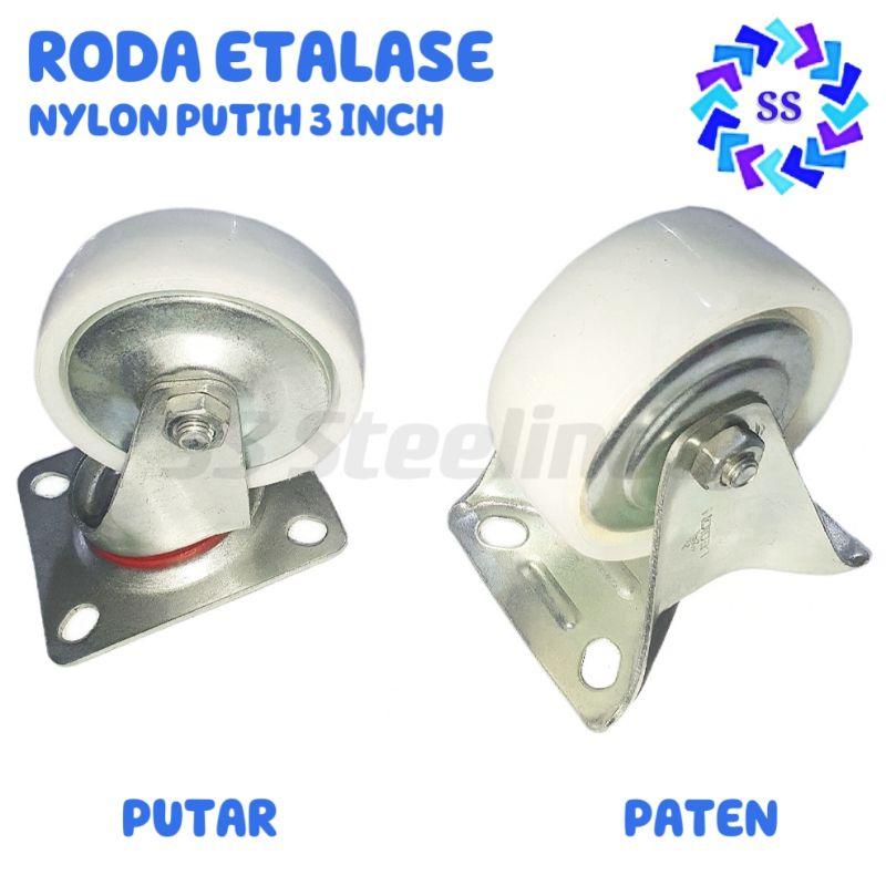 Jual Roda Etalase Troli Nylon Putih Putar Dan Paten Inch Shopee Indonesia