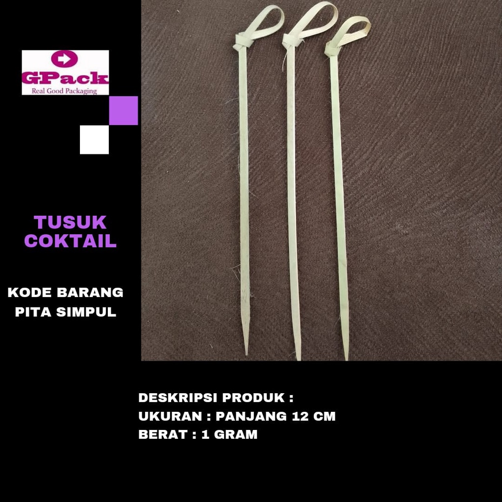 Jual Tusuk Coktail Pita Simpul 12cm Tusuk Coktail Bambu Pita Simpul