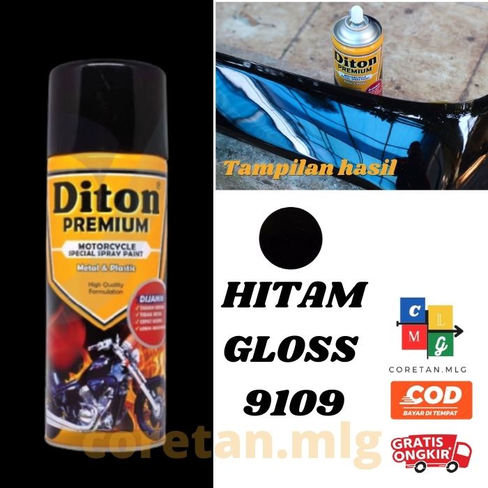 Jual Pilok Pilox Diton Premium Black 9109 Hitam Mengkilap Gloss Glossy Pilok Cat Semprot Motor 7861