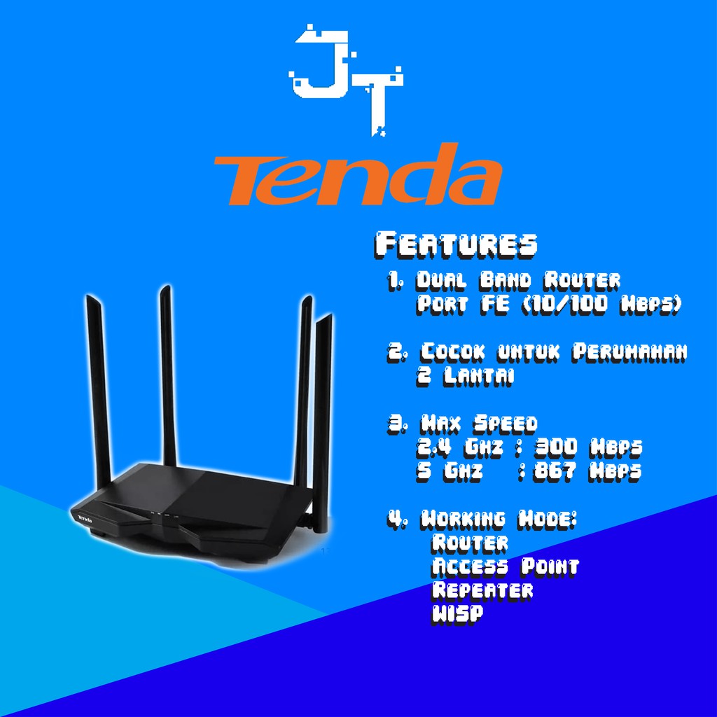 Jual Tenda AC6 AC1200 Wall Killer Dual Band Wireless Router | Shopee ...