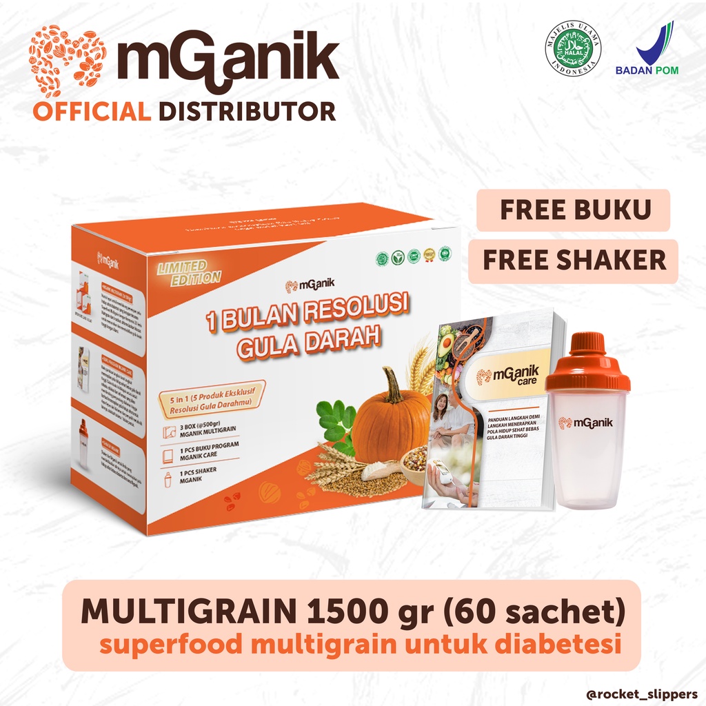 Jual MGANIK Multigrain Superfood Sereal Untuk Diabetes 1500 gr - 60 ...