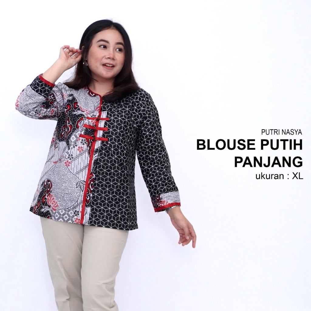 Jual Atasan Batik Blouse Big Size Wanita Lengkap S M L Xl Xxl 3l 4l 5l