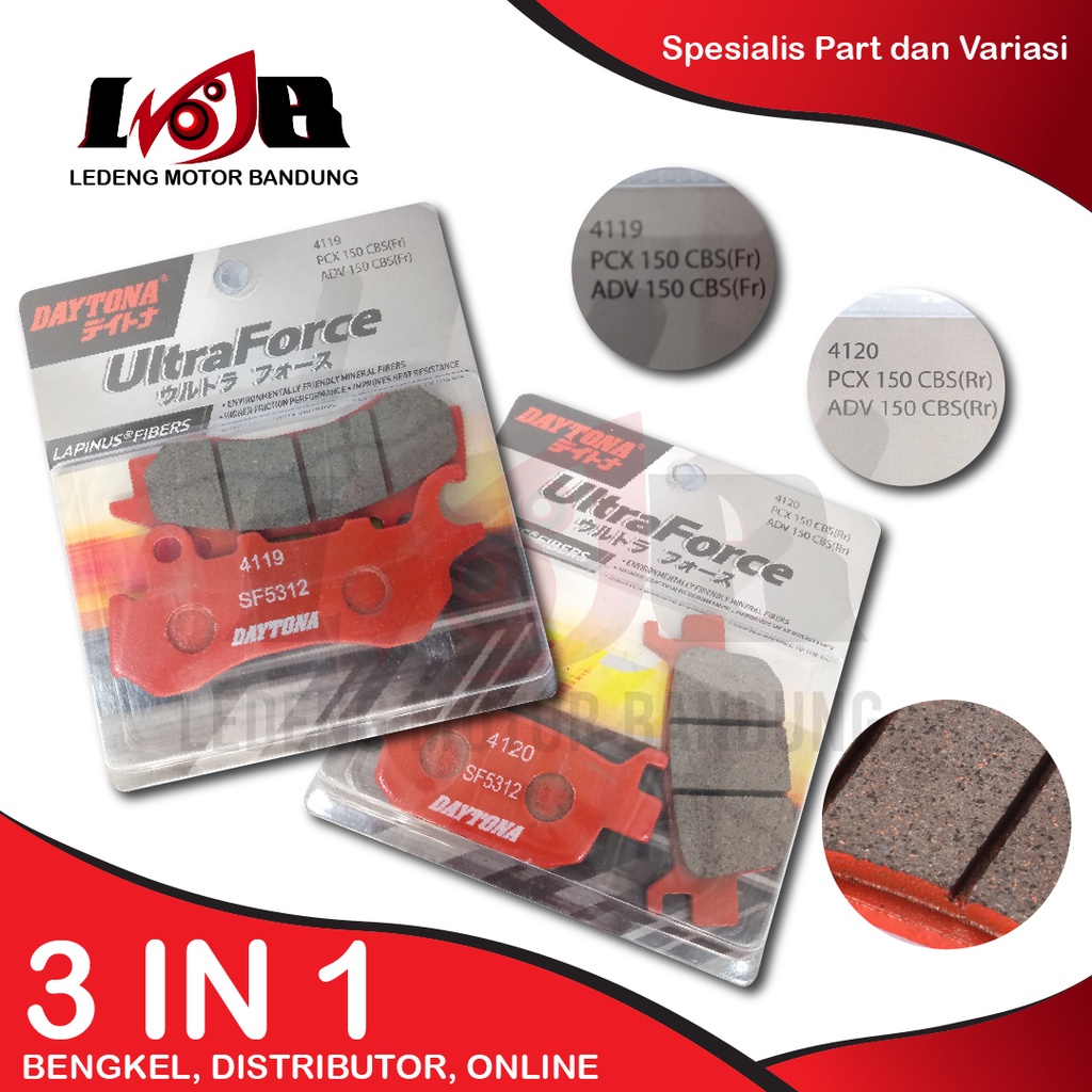 Jual Daytona Lapinus Fiber Disc Pad PCX 160 ADV 150 CBS ABS Kampas Rem ...