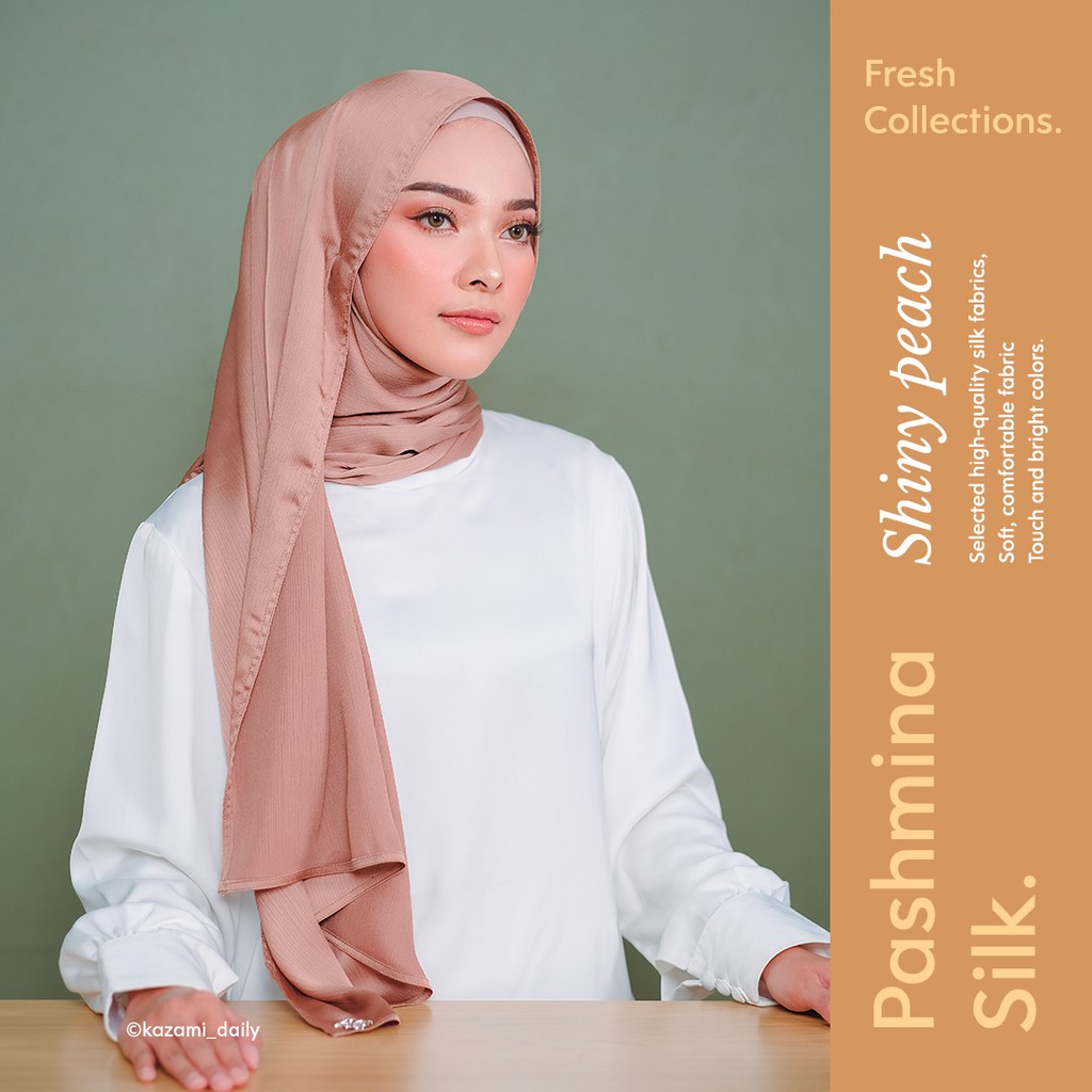 Jual Shawl People Pashmina Silk Shiny Peach Shopee Indonesia