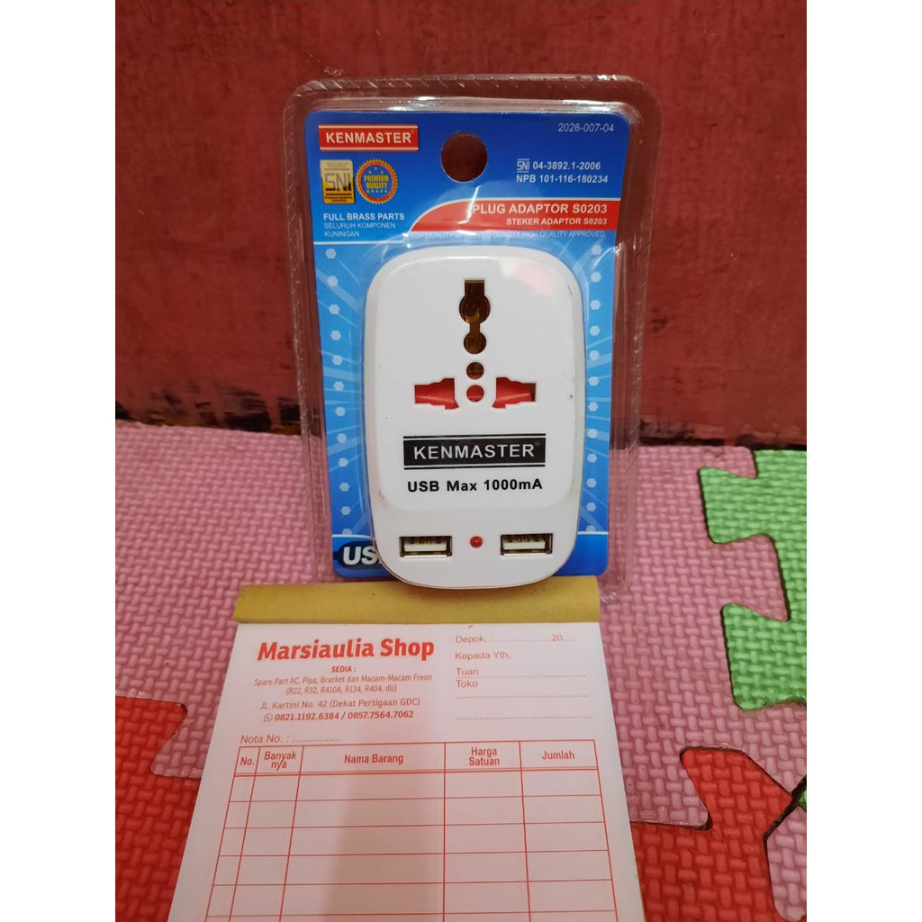  Jual Kenmaster S0203 Steker Colokan Listrik 2 USB Plug Adaptor Stop Bildidee 