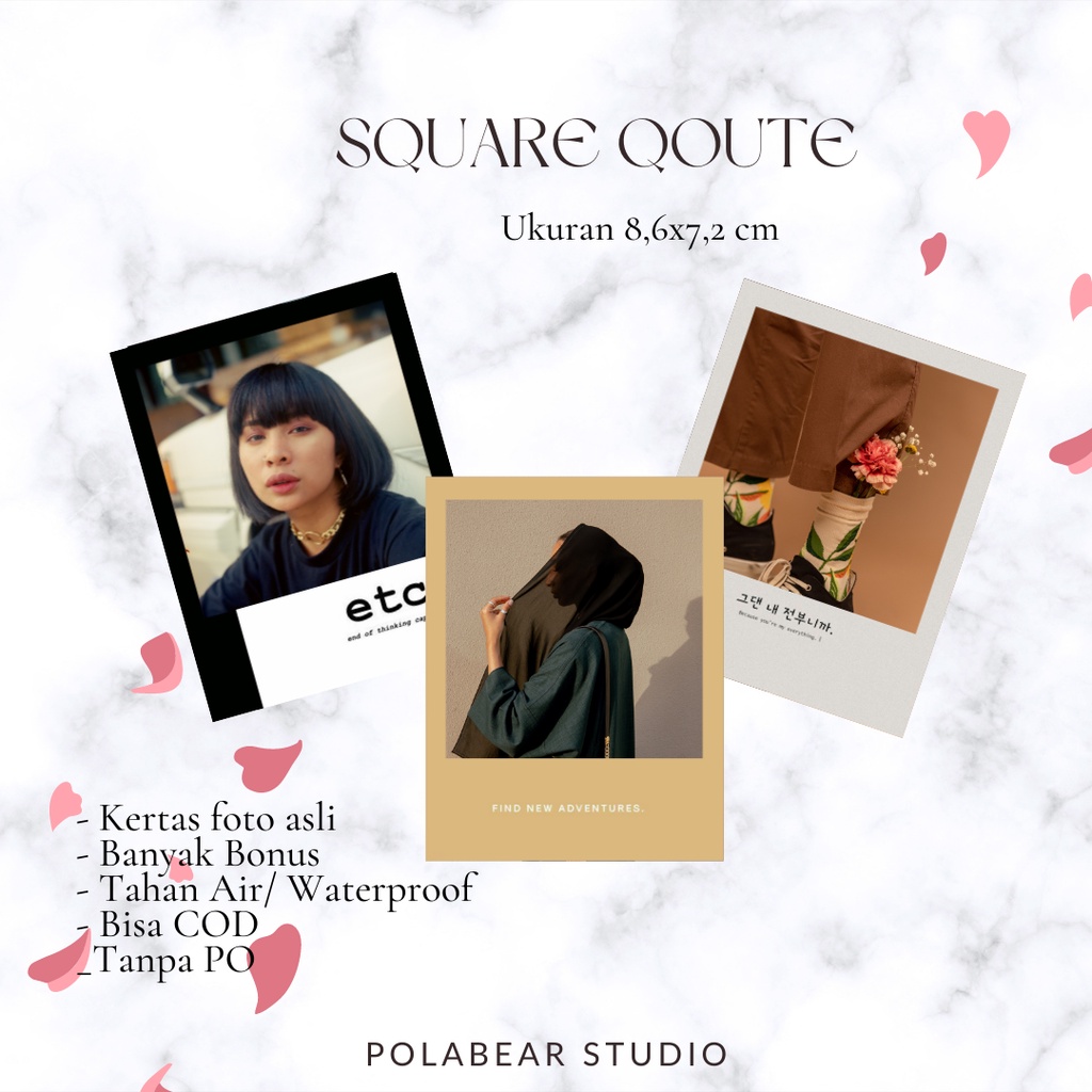 Jual (PO 7 hari) Cetak Foto Polaroid Square Ukuran 8,6x7,2 cm MINIMAL ...