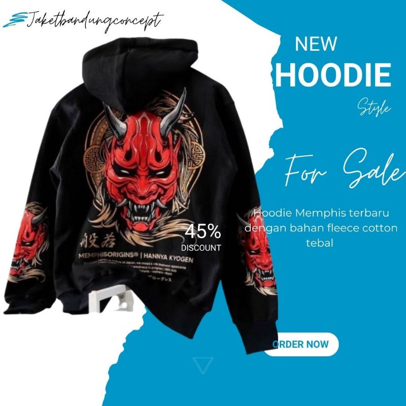 Jual Jaket Sweater Hoodie Memphis Origin Hannya Kyogen V2 Bahan Cotton