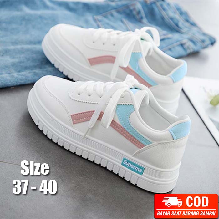 Jual Sneakers Wanita Putih Model Terbaru Kekinian E905 Sneakers Wanita