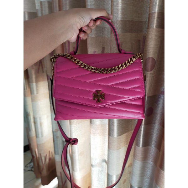 Tory Burch Crazy Pink Kira Chevron Top-Handle Satchel Bag at FORZIERI